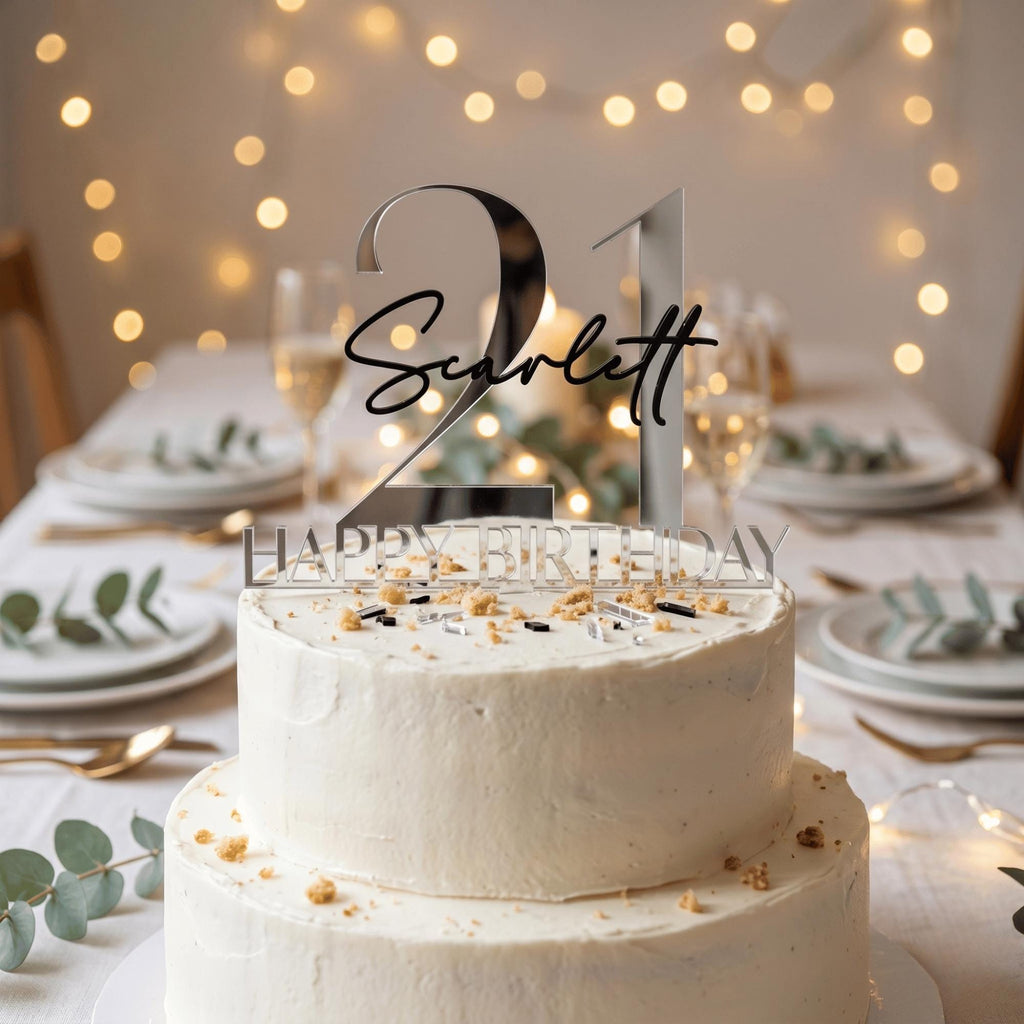 Custom Age Cake Decoration Layered Acrylic Birthday Sign Personalised Party Centrepiece