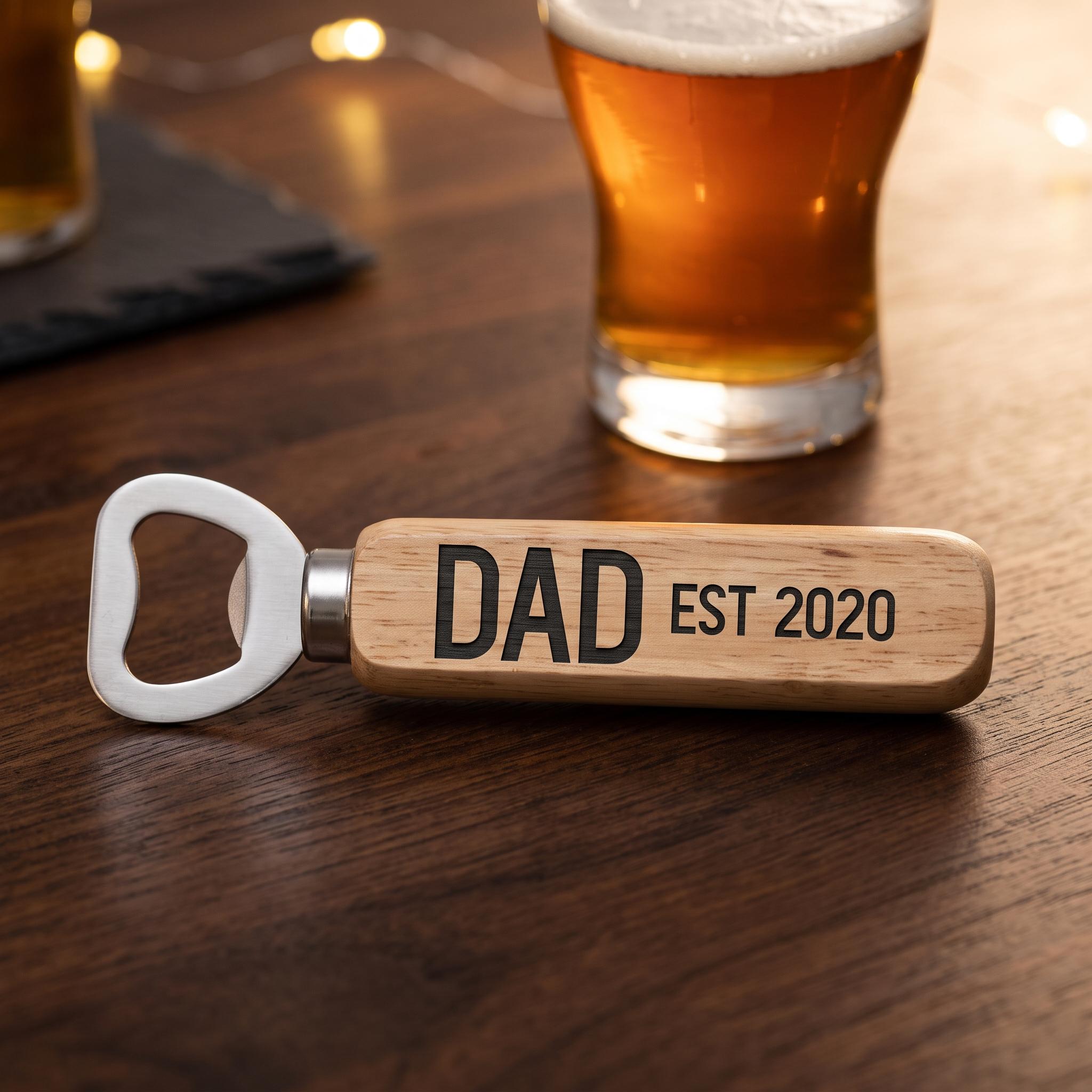 Personalised Bottle Opener, Custom Fathers Day Gift, Engraved Wood Bottle Opener, Rad Dad Gift, Timber Bar Tool, Grandad Birthday Present