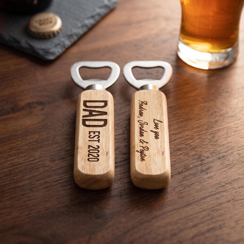 Personalised Bottle Opener, Custom Fathers Day Gift, Engraved Wood Bottle Opener, Rad Dad Gift, Timber Bar Tool, Grandad Birthday Present