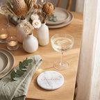 Personalised Marble Coasters, Engraved Wedding Place Cards, Custom Name Stone Favours (10cm)
