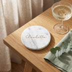 Personalised Marble Coasters, Engraved Wedding Place Cards, Custom Name Stone Favours (10cm)