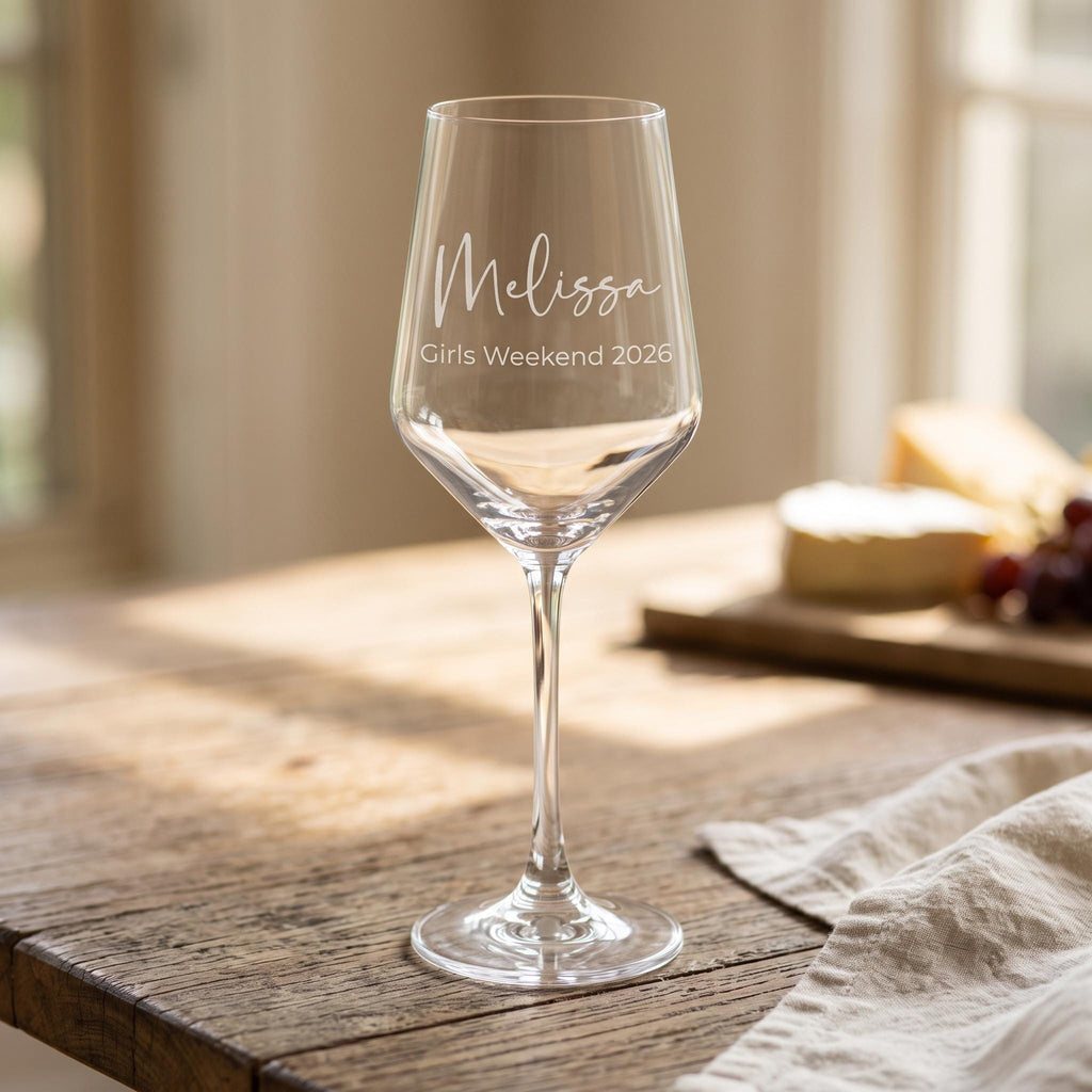 Personalised Wine Glass, Custom Engraved Wine Glass for Her, 30th Birthday Gift, Bridesmaid Proposal Glassware, Red or White Wine Goblet