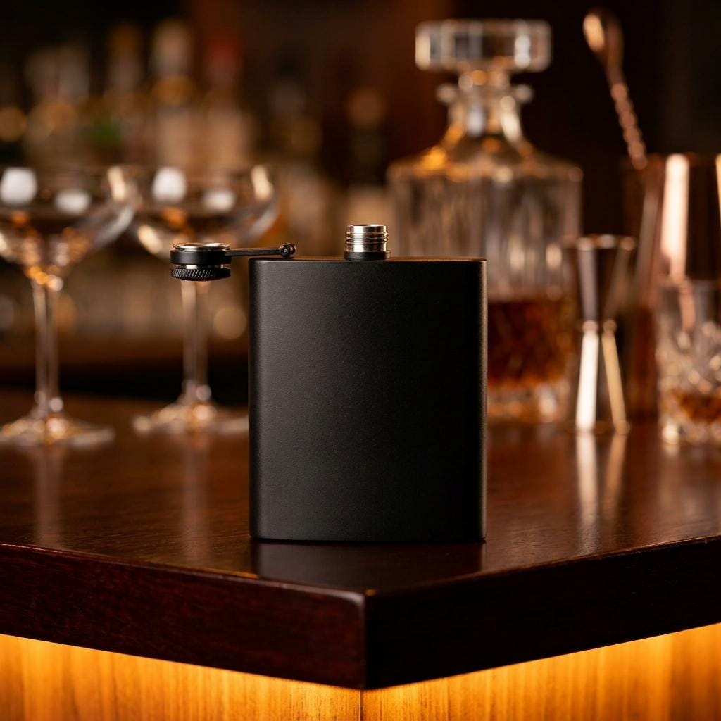 Personalised matte black hip flask with custom name and milestone number engraving, custom pocket flask for birthday gifts and celebrations