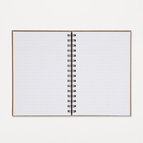 Personalised A5 spiral notebook with custom initial and name in monoline script and slab serif font, by Make It Personal Gift Co.