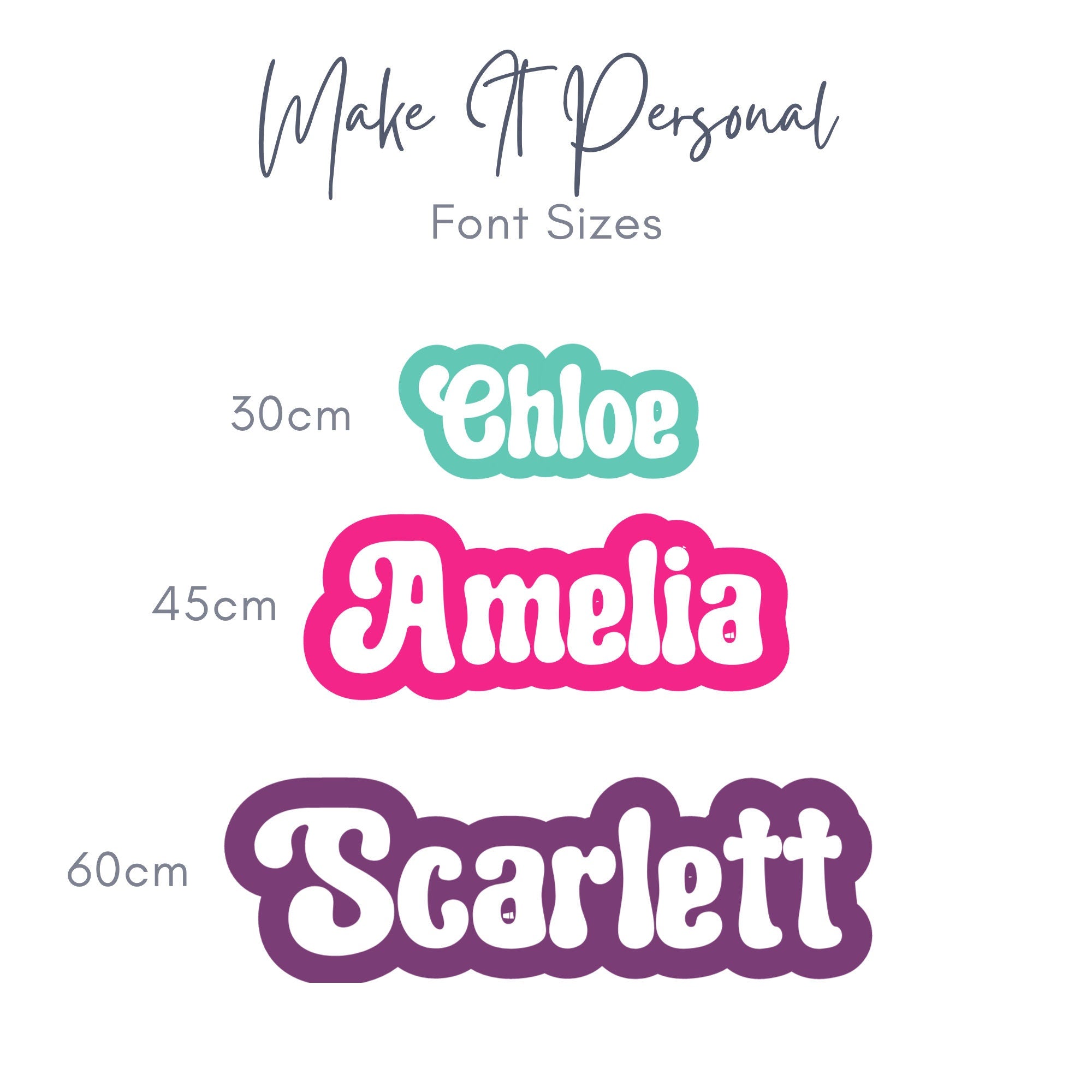 Custom acrylic kids’ room name plaque from Make It Personal Gift Co featuring a colorful, personalized design for children's decor.