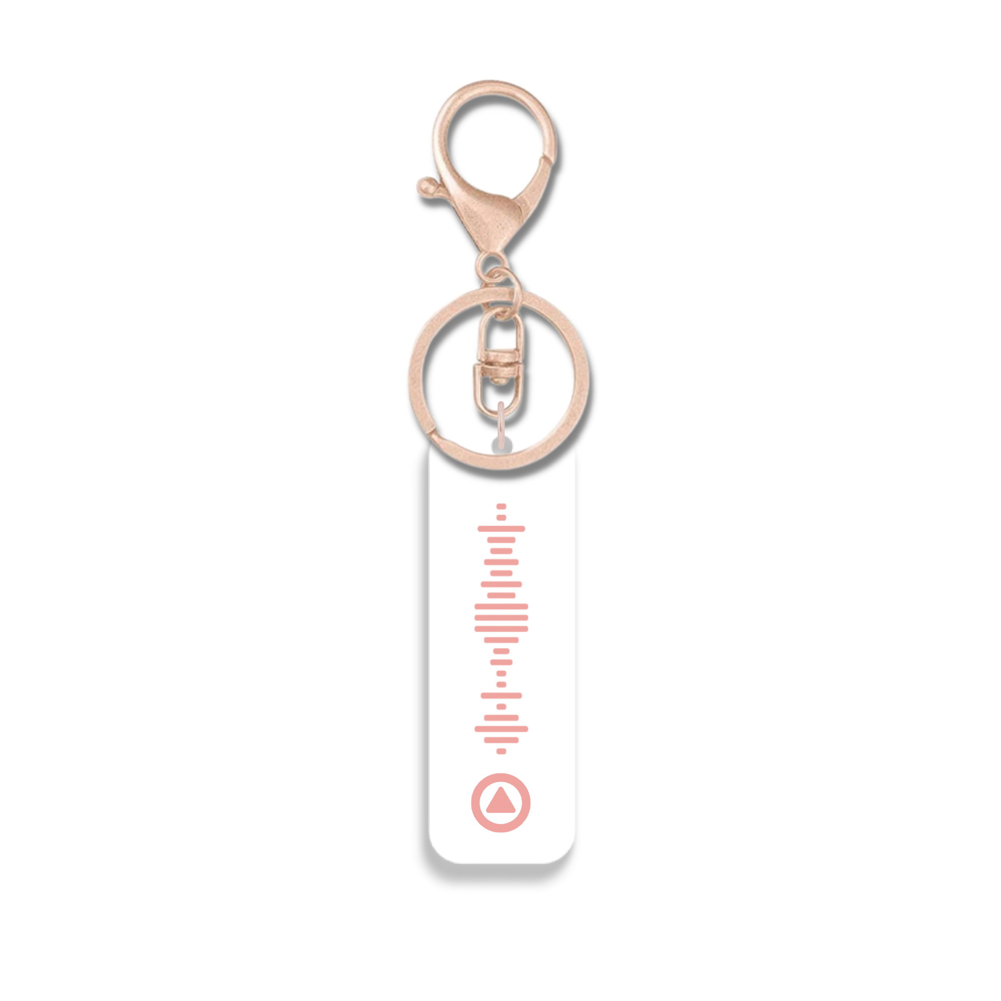 Personalised music heart icon QR keyring with custom engraving, featuring a heart-shaped design and a QR code for digital access.