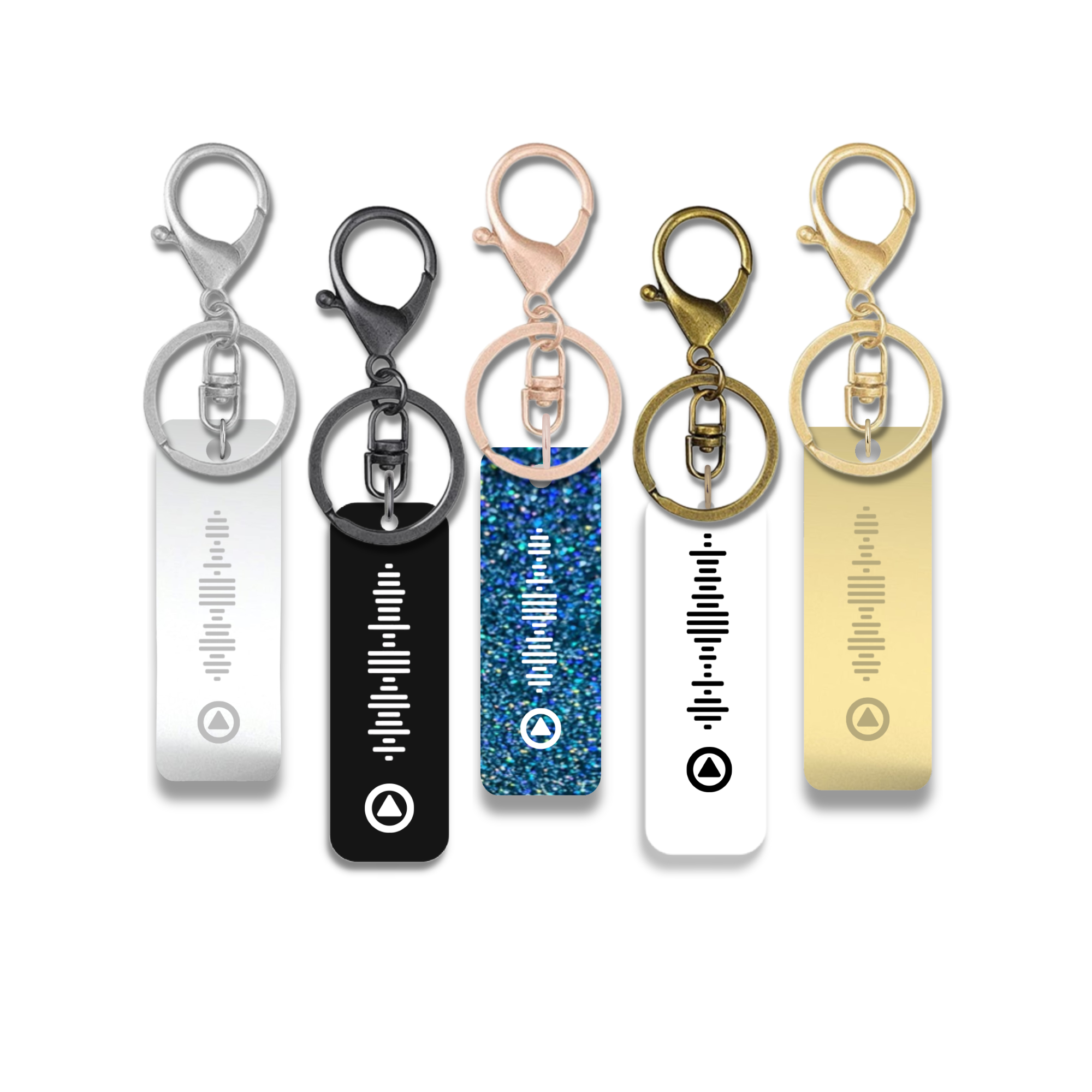 Personalised Music Play Icon QR keyring by Make It Personal Gift Co, featuring custom engraved design on a compact keepsake.