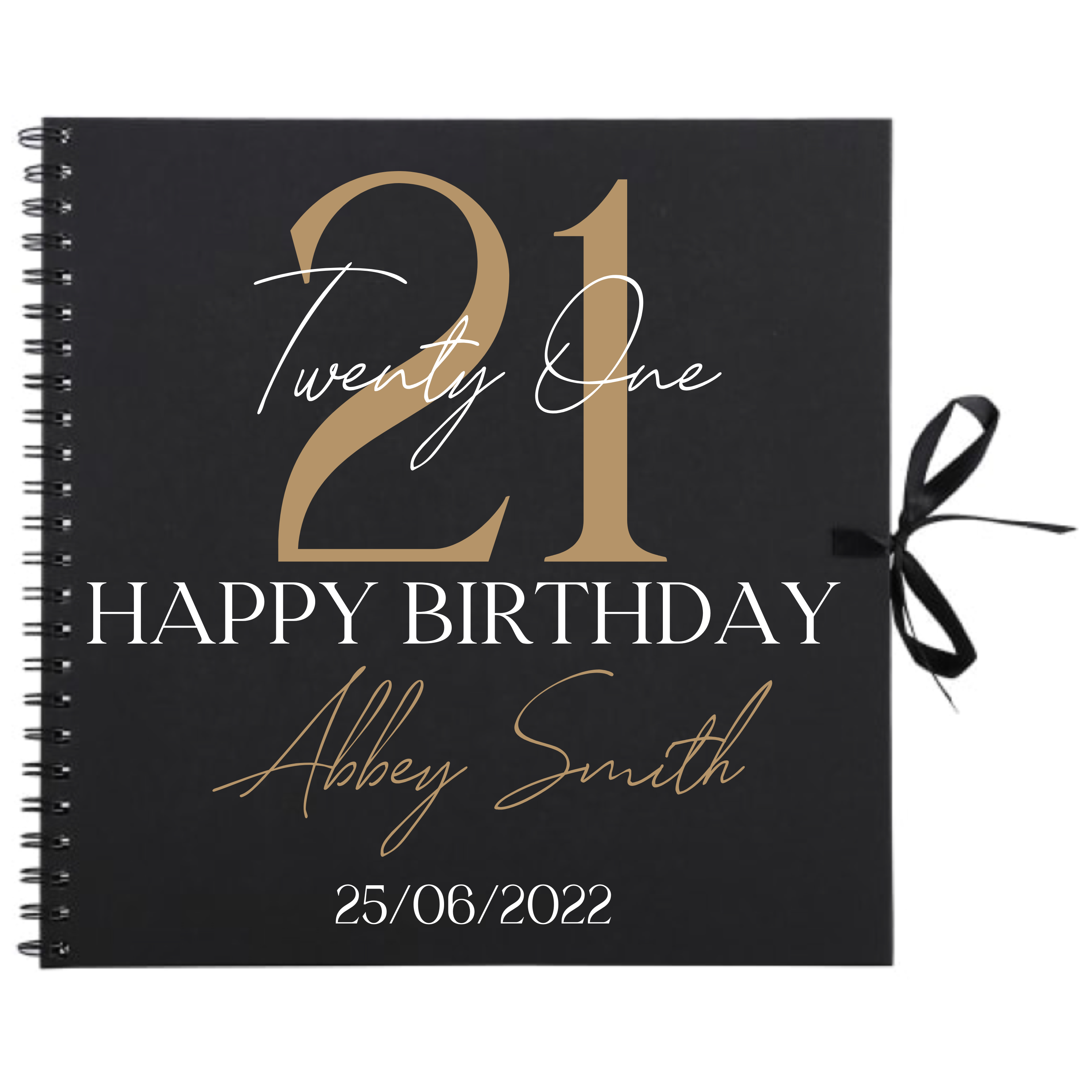 White personalized 12x12 birthday scrapbook album with soft serif style cover by Make It Personal Gift Co.