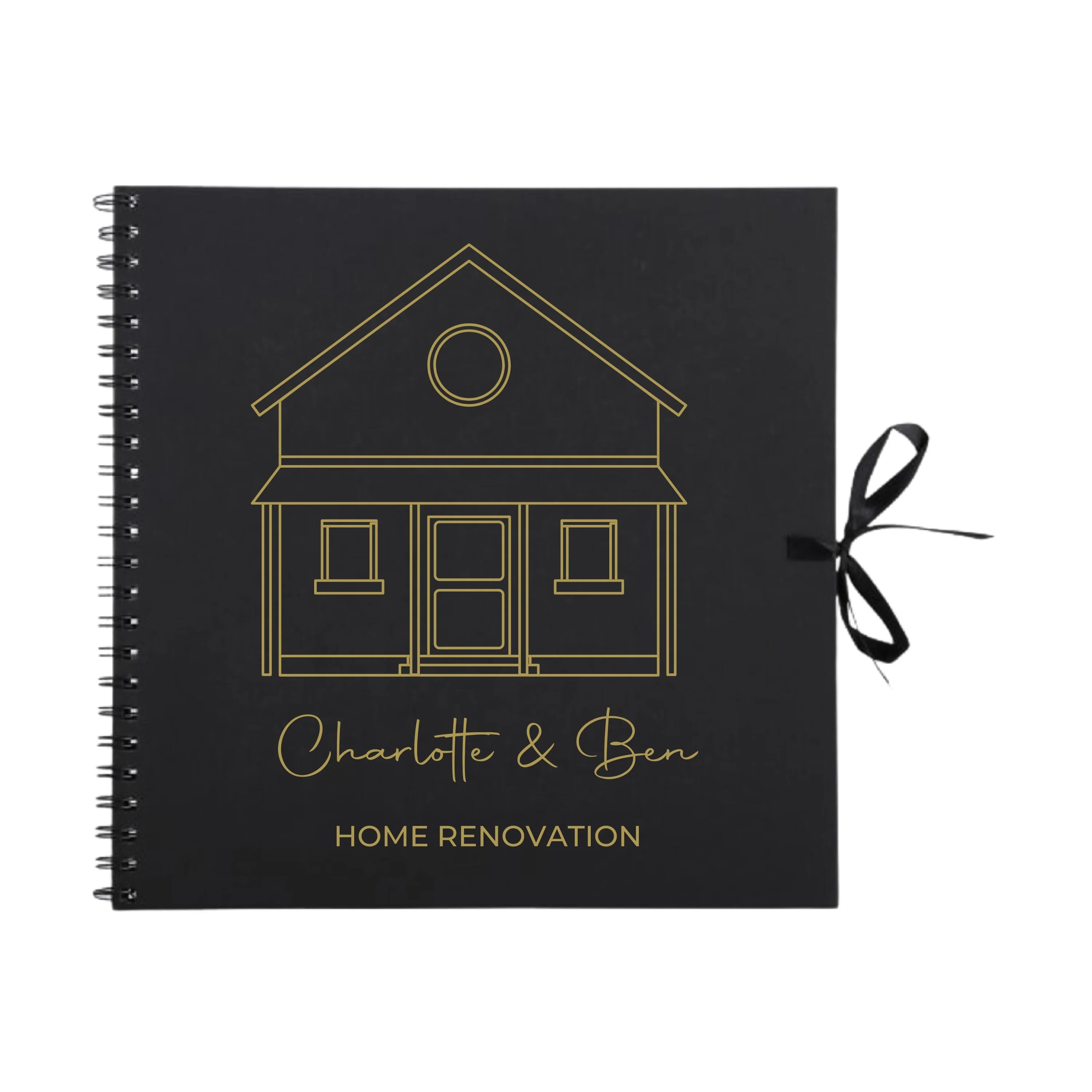 Personalised 12x12 home renovation photo album by Make It Personal Gift Co showing a white album with custom cover text.