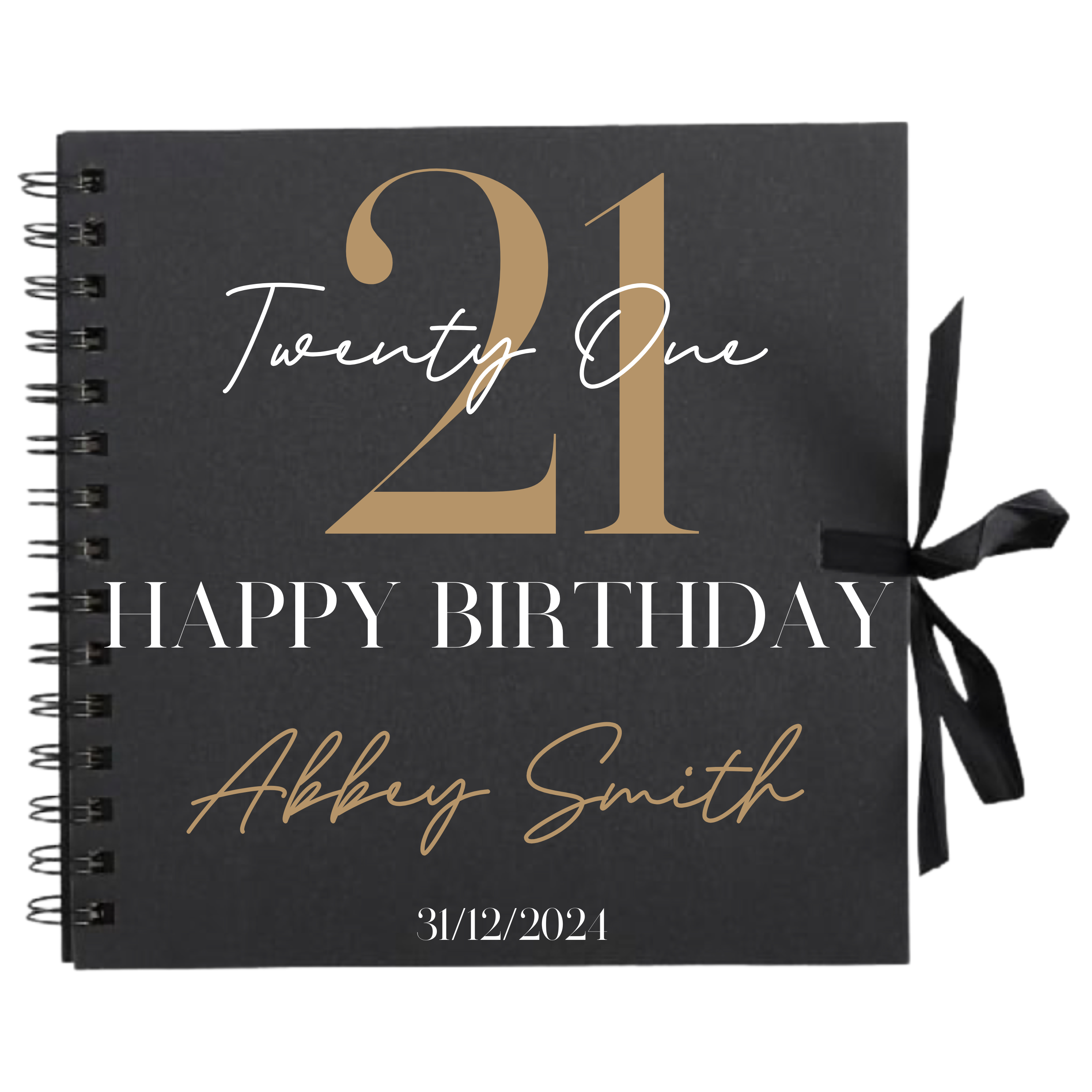 Personalised 8x8 birthday scrapbook album by Make It Personal Gift Co with bold serif style cover, designed for special memories