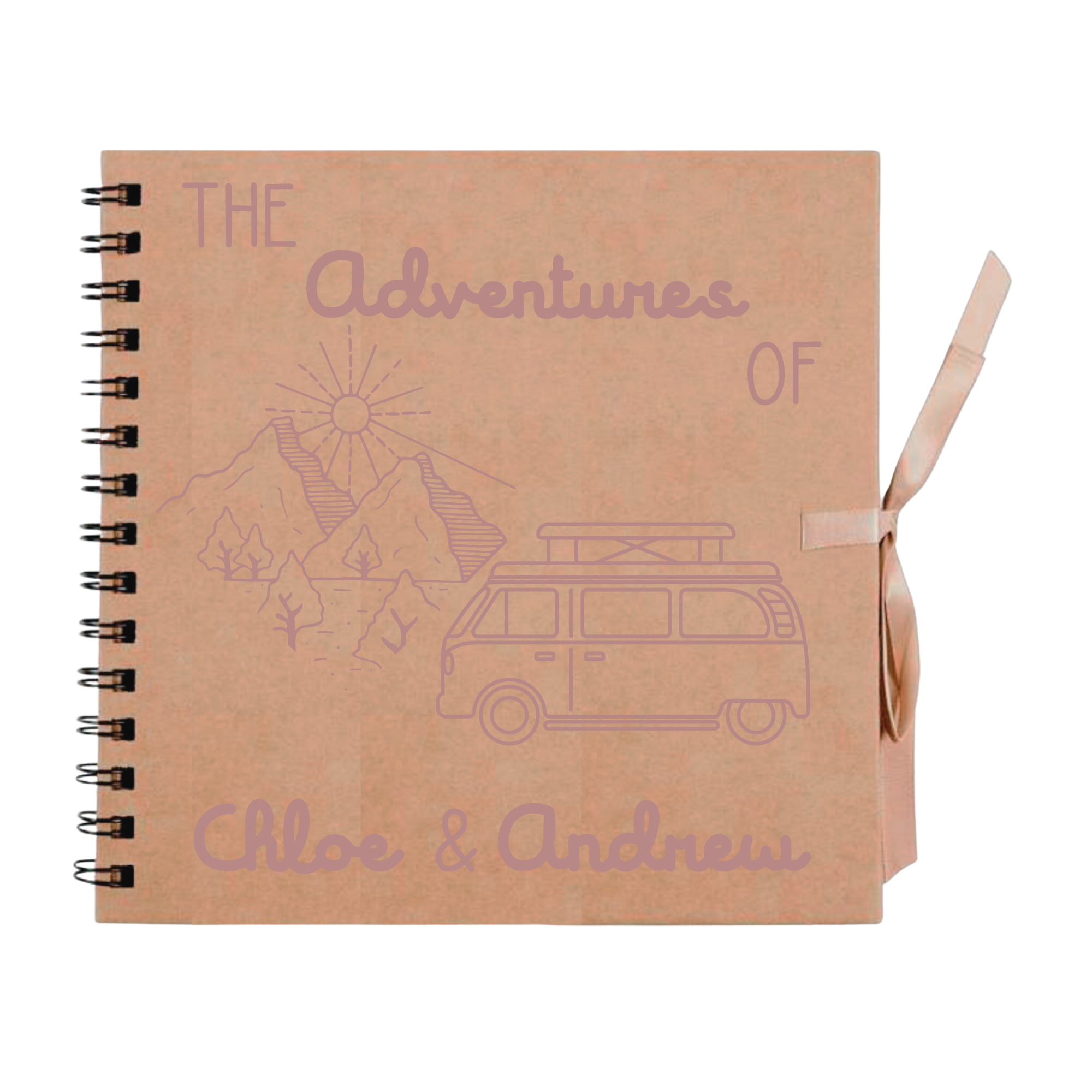 Personalised 8x8 campervan travel journal by Make It Personal Gift Co with custom cover design and blank pages for travel notes.