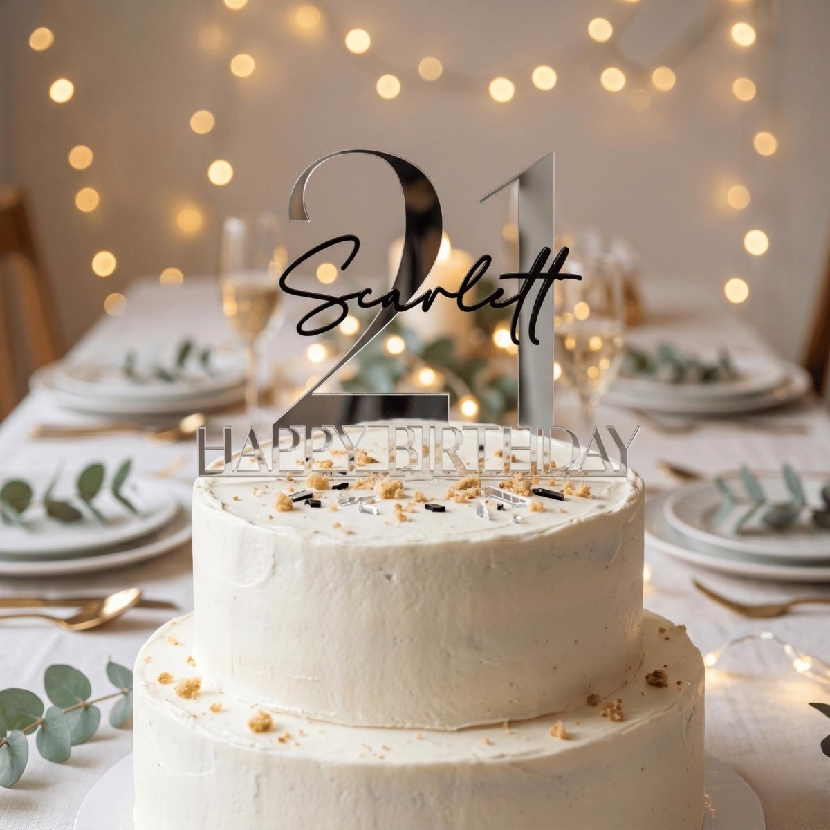 Modern Elegance Personalised Acrylic Birthday Cake Topper - Make It Personal Gift Co