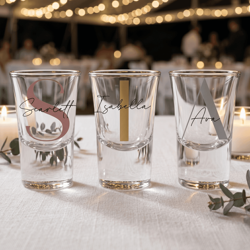 Modern Elegance Personalised Vinyl 25ml Shot Glass - Make It Personal Gift Co