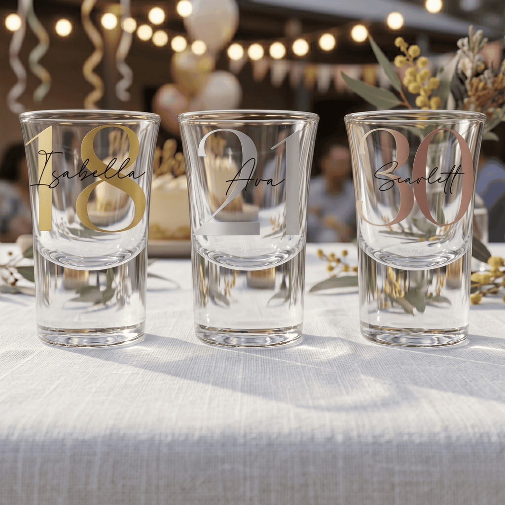 Modern Elegance Personalised Vinyl 25ml Shot Glass - Make It Personal Gift Co