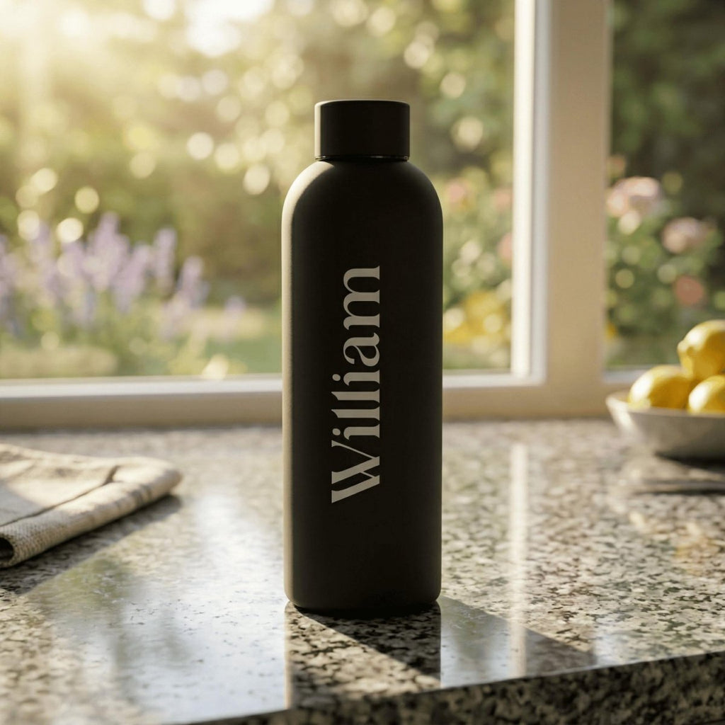 Personalised 500ml Matte Stainless Steel Engraved Name Water Bottle - Make It Personal Gift Co