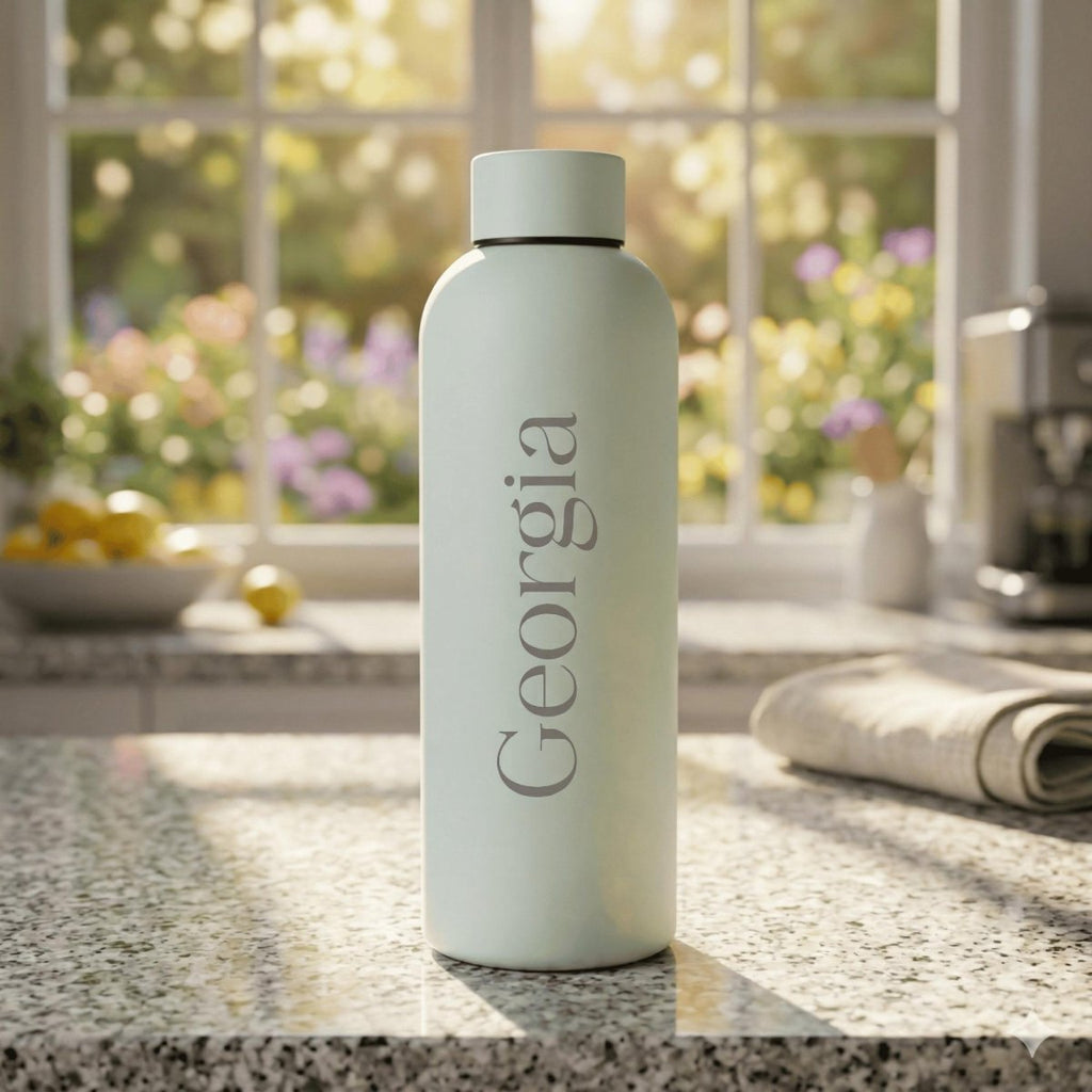 Personalised 500ml Matte Stainless Steel Engraved Name Water Bottle - Make It Personal Gift Co