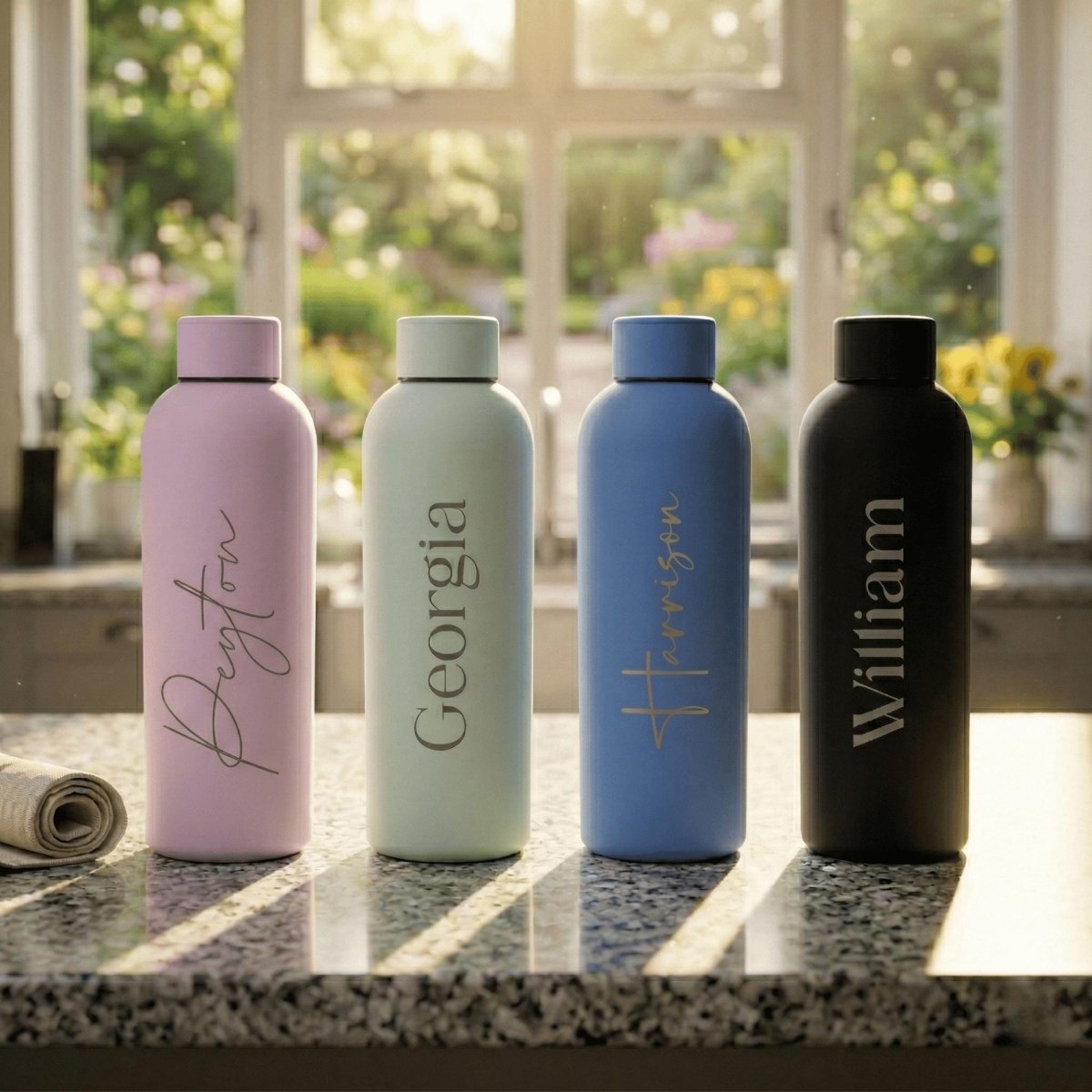 Personalised 500ml Matte Stainless Steel Engraved Name Water Bottle - Make It Personal Gift Co