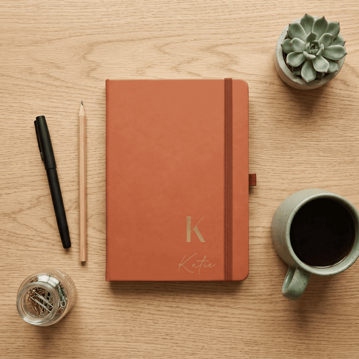 Personalised A5 Vegan Leather Journal Modern Elegance Edition - Make It Personal Gift Co
