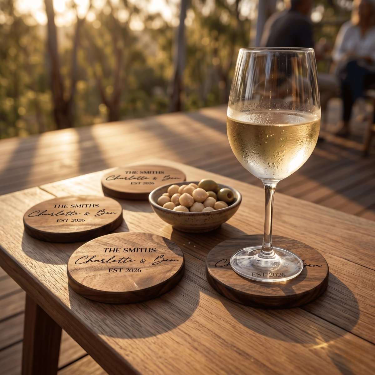 Personalised Acacia Wood Coasters Bespoke Heirloom Edition - Make It Personal Gift Co