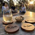 Personalised Acacia Wood Coasters Bold Contemporary Edition - Make It Personal Gift Co