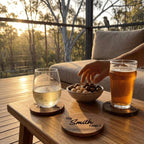 Personalised Acacia Wood Coasters Bold Contemporary Edition - Make It Personal Gift Co
