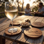 Personalised Acacia Wood Coasters Modern Elegance Edition - Make It Personal Gift Co