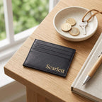 Personalised Black Vegan Leather Card Wallet - Make It Personal Gift Co