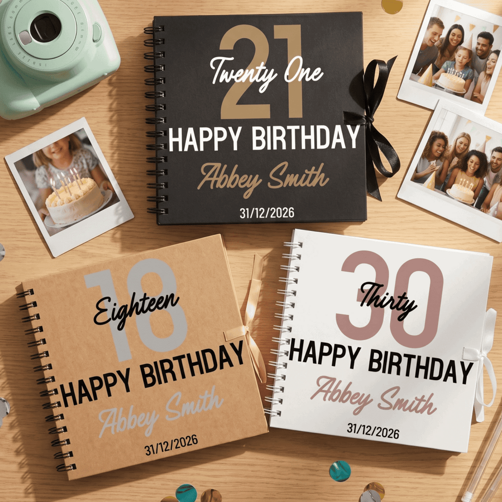 Personalised Bold Contemporary Birthday Album Guestbook - Make It Personal Gift Co