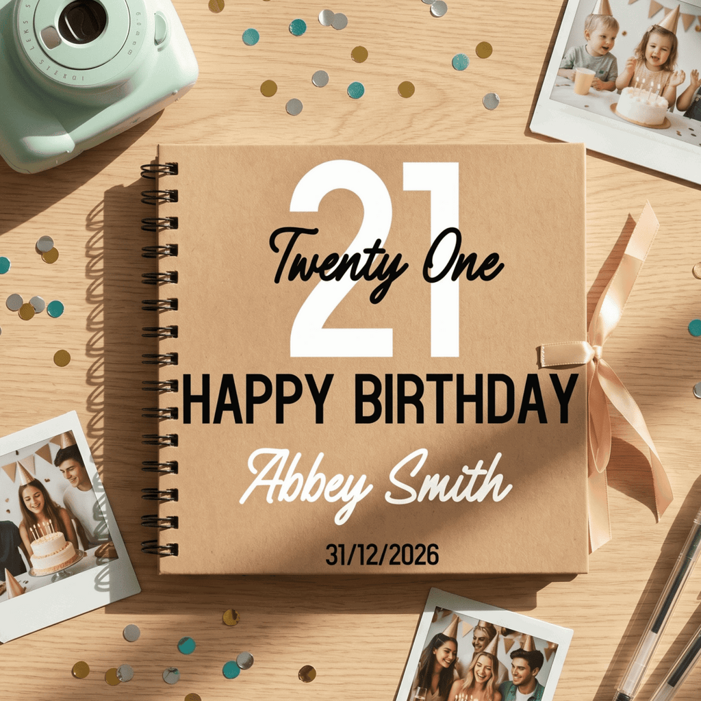 Personalised Bold Contemporary Birthday Album Guestbook - Make It Personal Gift Co