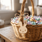 Personalised Bunny Face Name Tag – Custom Wood or Acrylic Basket Label - Make It Personal Gift Co