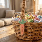 Personalised Carrot Easter Basket Tag – Custom 3D Layered Name Label - Make It Personal Gift Co