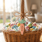 Personalised Carrot Easter Basket Tag – Custom 3D Layered Name Label - Make It Personal Gift Co