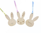 Personalised Easter Bunny Tag – Custom Wood or Acrylic Name Plate for Gift Baskets - Make It Personal Gift Co