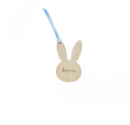 Personalised Easter Bunny Tag – Custom Wood or Acrylic Name Plate for Gift Baskets - Make It Personal Gift Co