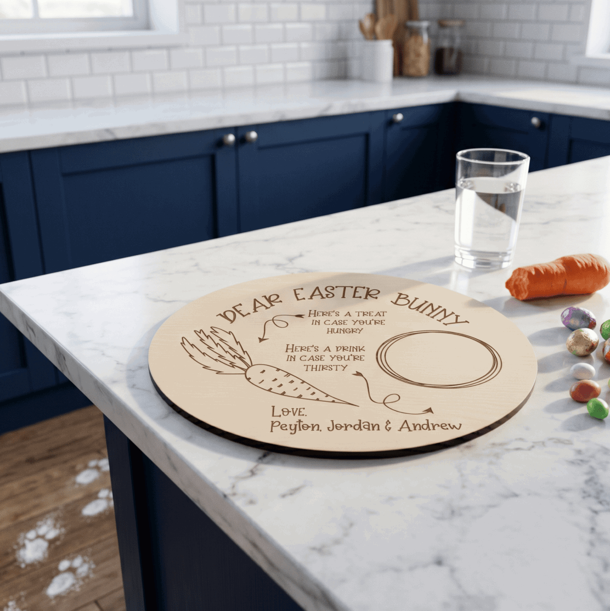 Personalised Easter Bunny Treat Tray | Custom Timber or Acrylic Snack Board - Make It Personal Gift Co