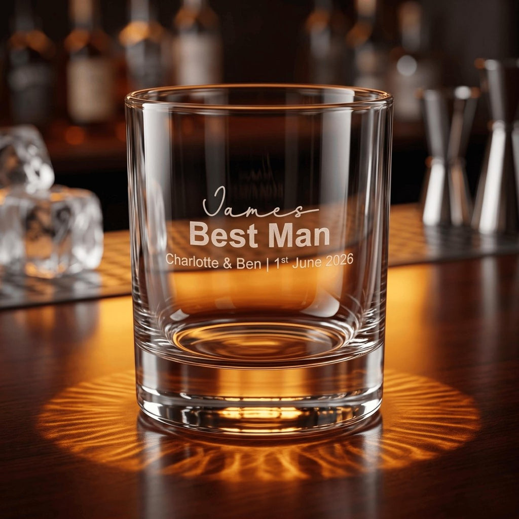 Personalised Engraved Groomsman Gift Whiskey Glass - Make It Personal Gift Co