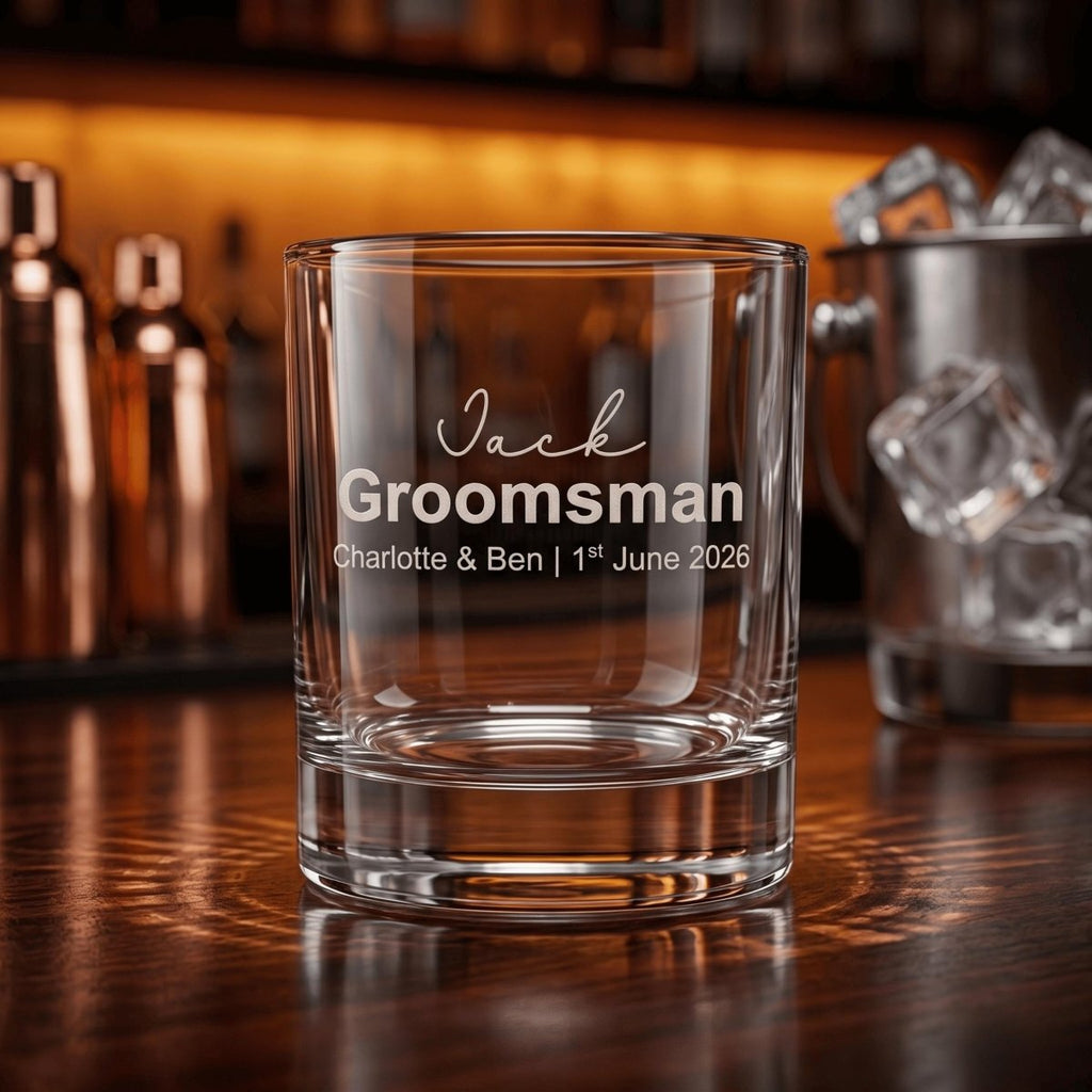 Personalised Engraved Groomsman Gift Whiskey Glass - Make It Personal Gift Co