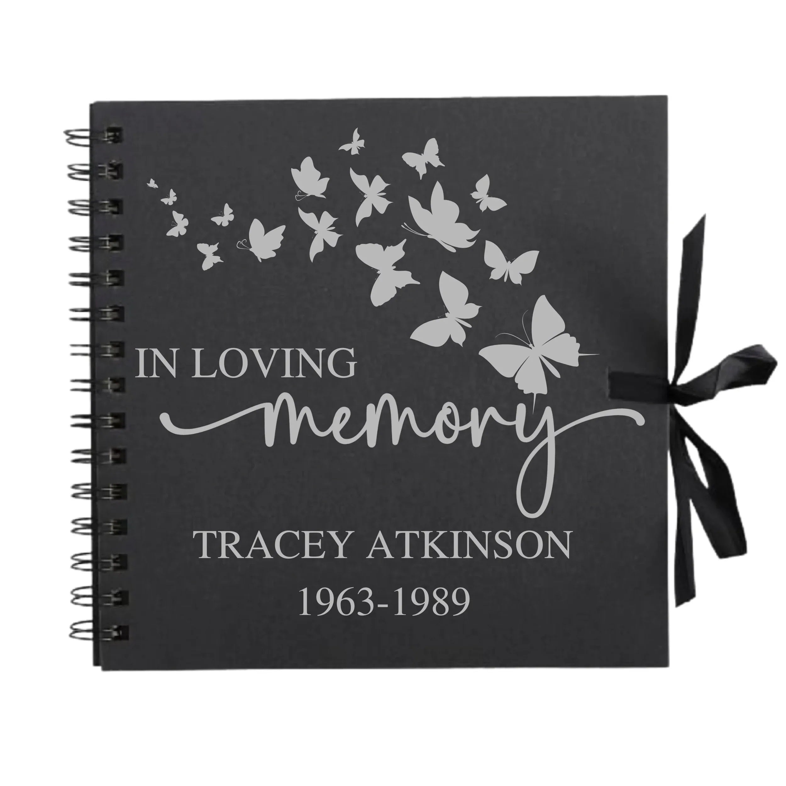 Personalised Memorial Guestbook | 8x8 Butterfly Keepsake - Make It Personal Gift Co
