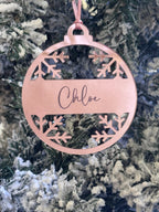 Personalised Snowflake Christmas Ornament – Custom Circular Name Bauble - Make It Personal Gift Co