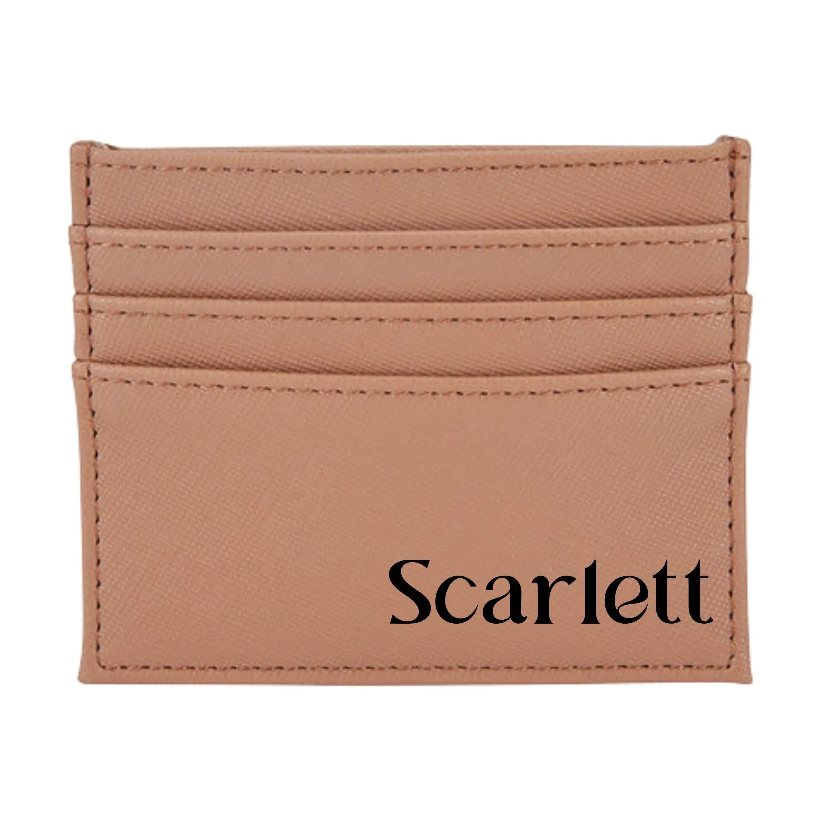 Personalised Tan Vegan Leather Card Wallet - Make It Personal Gift Co