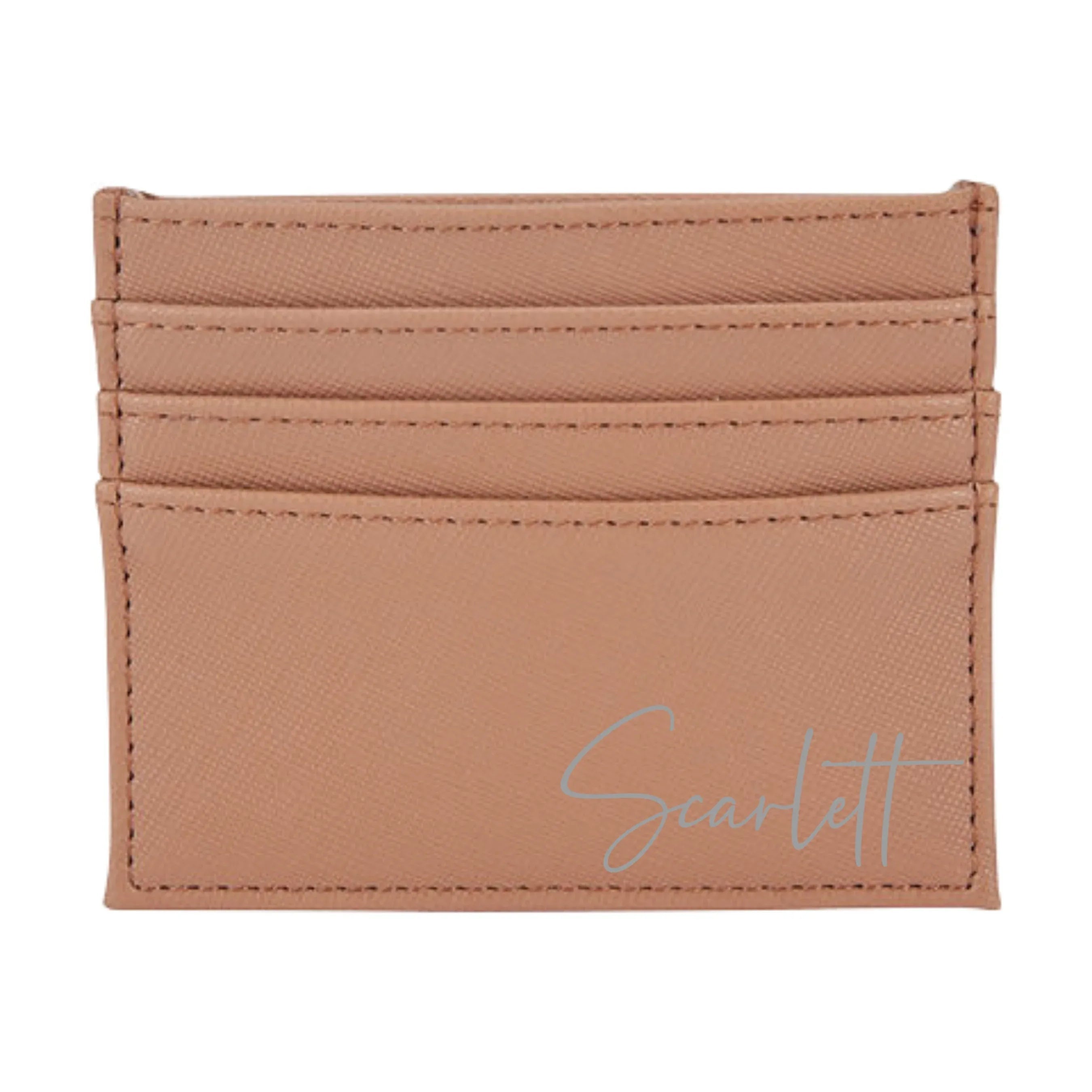 Personalised Tan Vegan Leather Card Wallet - Make It Personal Gift Co