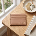 Personalised Tan Vegan Leather Card Wallet - Make It Personal Gift Co