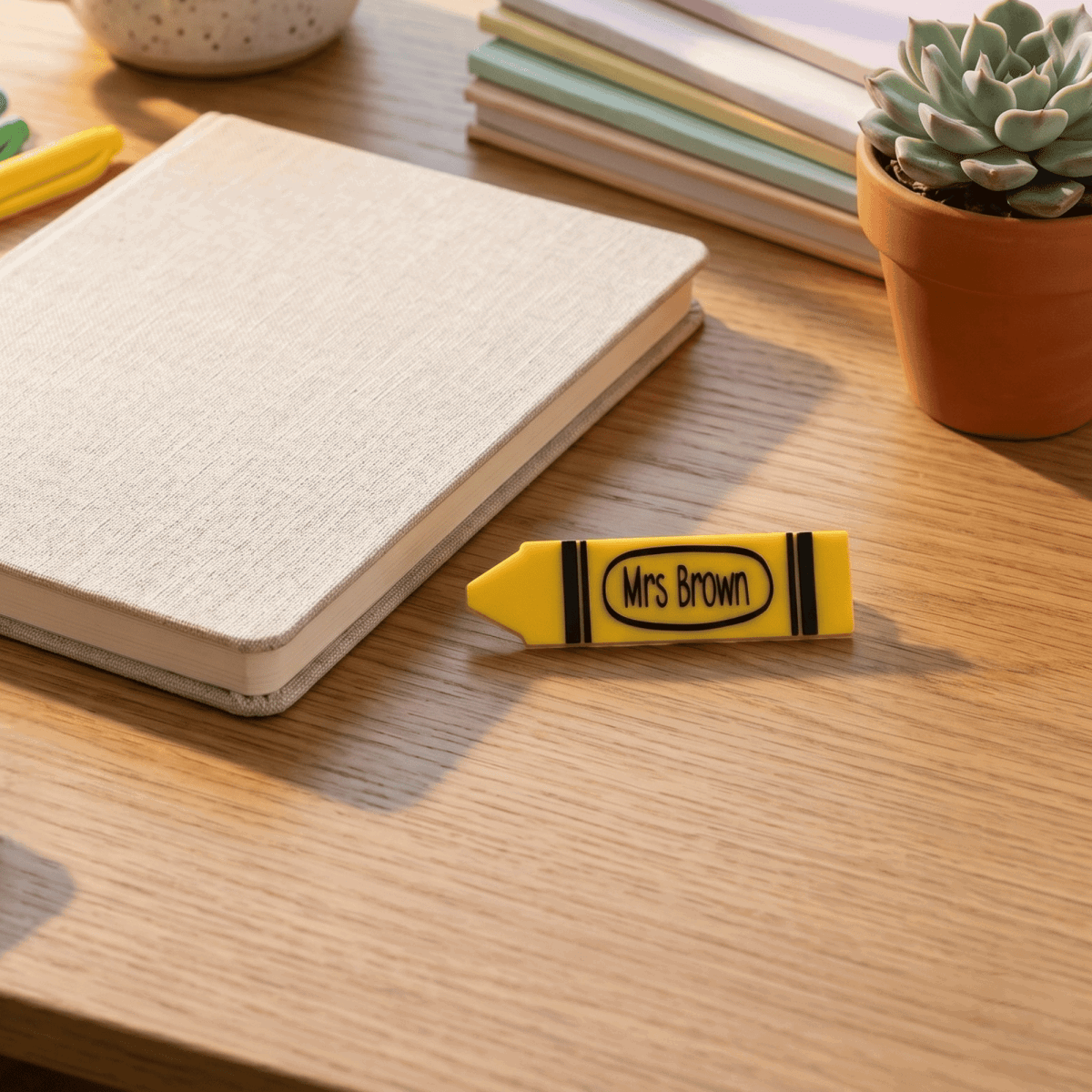 Personalised Teacher Crayon Name Badge - Make It Personal Gift Co