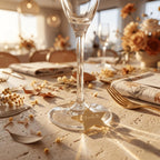 A personalised hooped wine glass charm featuring a custom laser cut guest name in gold mirror acrylic clipped onto a gold metal stem hoop, handcrafted by Make It Personal Gift Co in Australia.