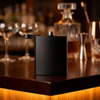 Personalised matte black hip flask with custom name and milestone number engraving, custom pocket flask for birthday gifts and celebrations
