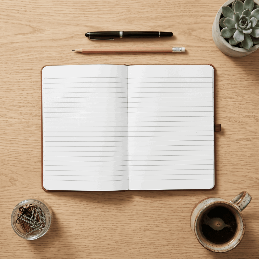 A personalised A5 journal with a smooth vegan leather cover and FSC mix certified paper featuring a printed monogram initial, handcrafted by Make It Personal Gift Co in Australia.
