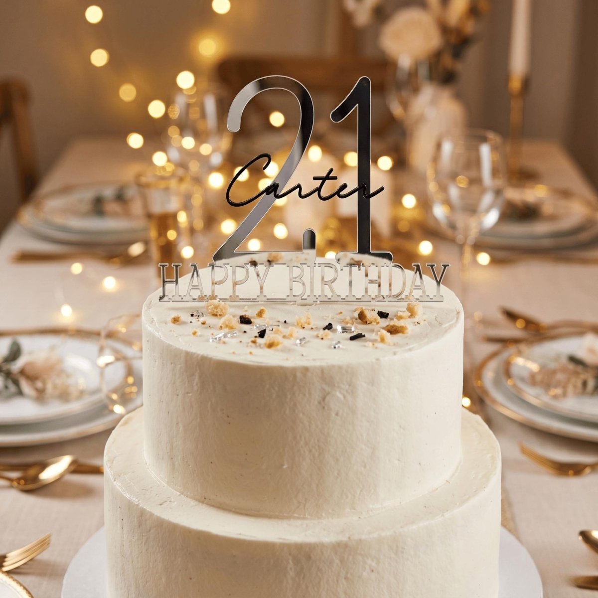 Timeless Classic Personalised Acrylic Birthday Cake Topper - Make It Personal Gift Co