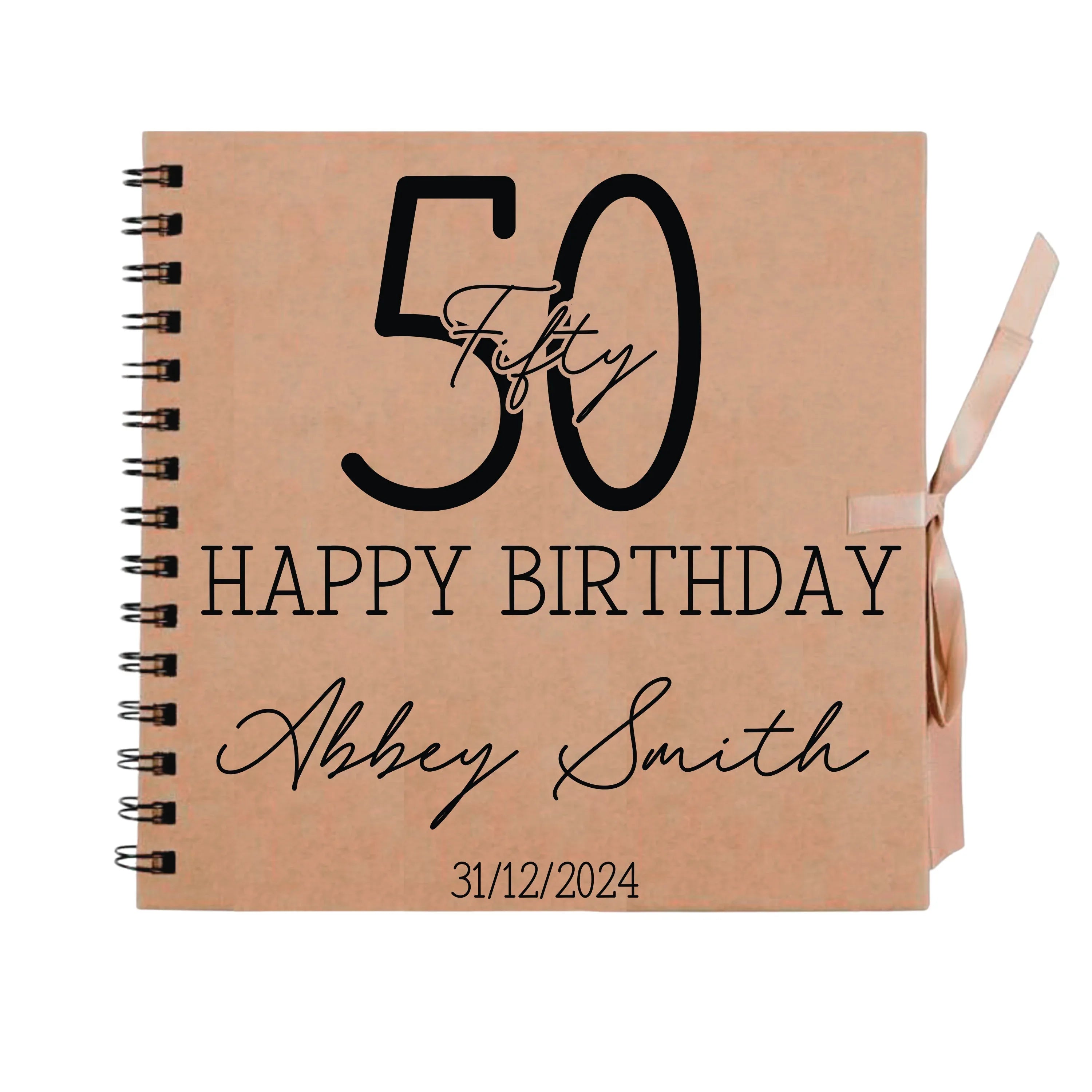 Timeless Classic Personalised Birthday Scrapbook Album - Elegant Script (8x8") - Make It Personal Gift Co