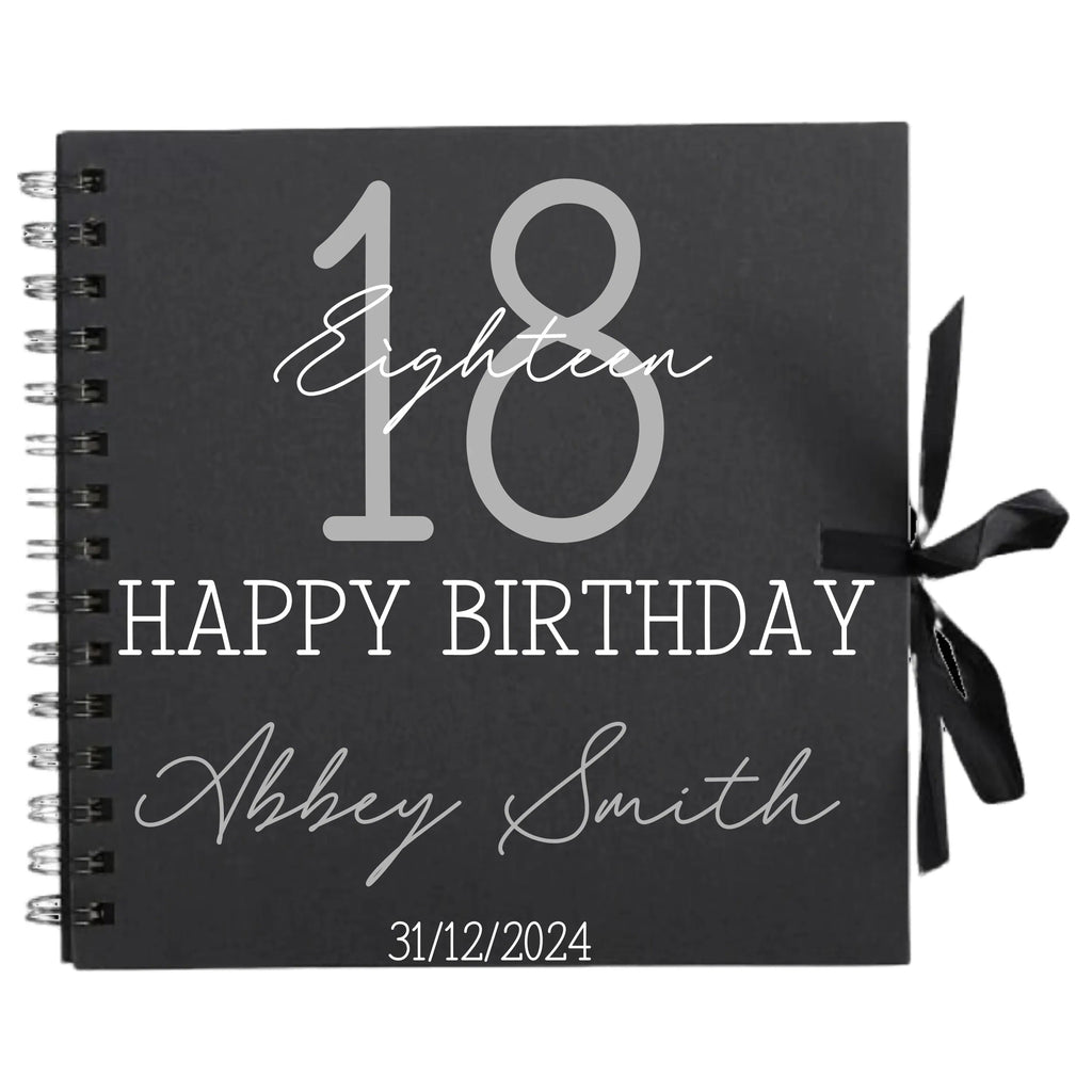 Timeless Classic Personalised Birthday Scrapbook Album - Elegant Script (8x8") - Make It Personal Gift Co