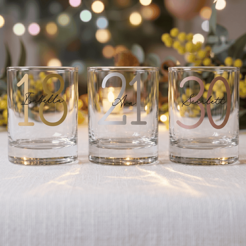 Timeless Classic Personalised Vinyl 65ml Shot Glass - Make It Personal Gift Co